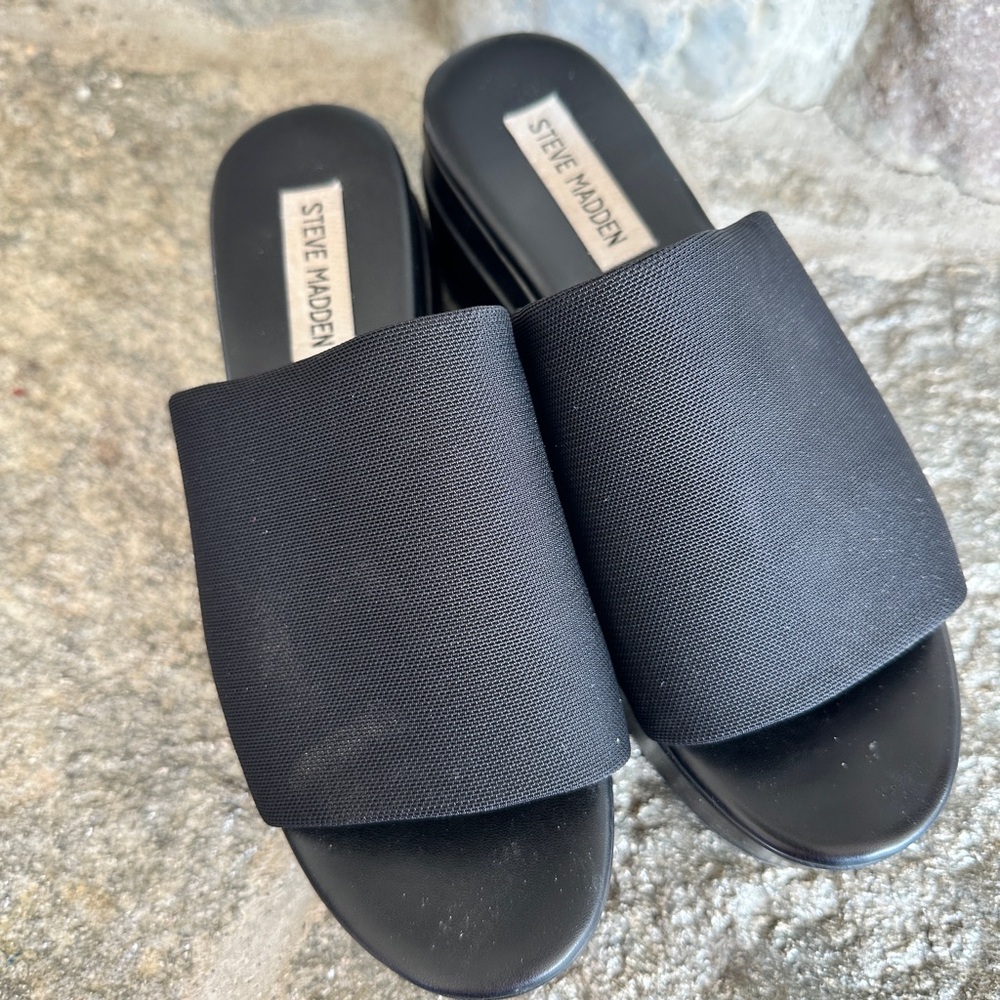 Steve Madden Black Slide Sandals